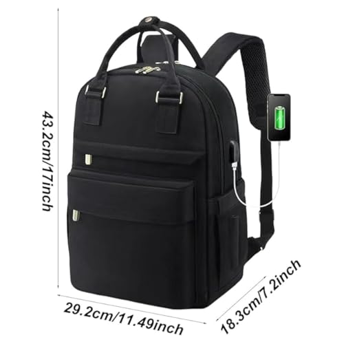 MOCA Women Laptop Backpack 15.6 Inch with USB Charging Port, Stylish College Travel Office Bag, Water Resistant Lightweight Anti-Theft for Girls & Ladies (Classic Black) - Image 4