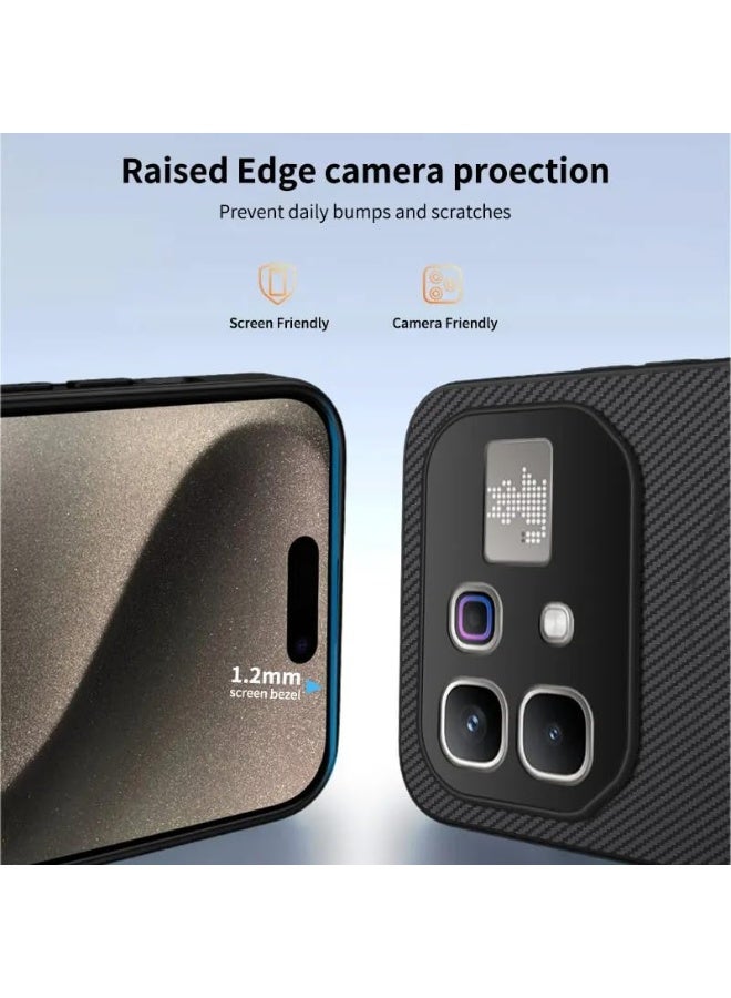 عام غطاء مغناطيسي لـ Infinix Note 60 Pro 5G، [يدعم الشحن اللاسلكي] غطاء جلدي بنسيج ألياف الكربون، غطاء خلفي واقٍ مضاد للصدمات لـ Infinix Note 60 Pro. - Image 5