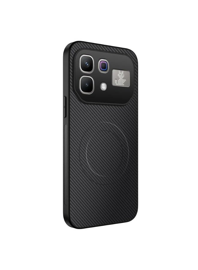 عام غطاء مغناطيسي لـ Infinix Note 60 Pro 5G، [يدعم الشحن اللاسلكي] غطاء جلدي بنسيج ألياف الكربون، غطاء خلفي واقٍ مضاد للصدمات لـ Infinix Note 60 Pro. - Image 1