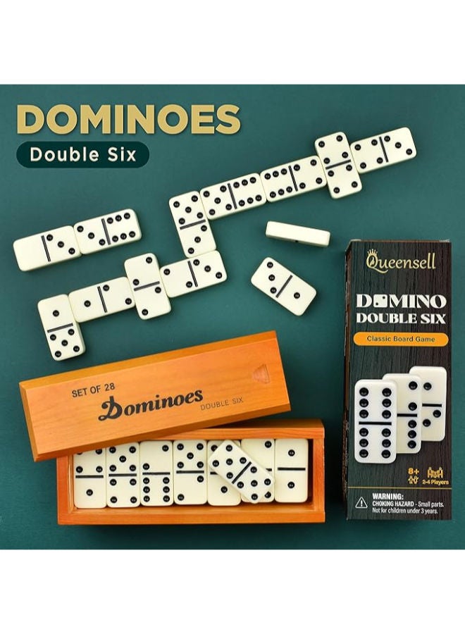 Queensell Double Six Dominoes In Wooden Case - Image 1
