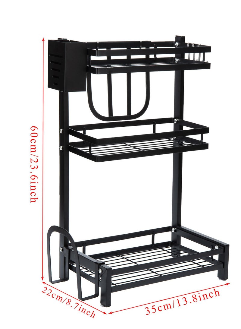 DARIYAH 3-Tier Countertop Kitchen Spice Rack Storage Organizer Shelf with Cutting Board, Blade, Spoon Holder - Image 4