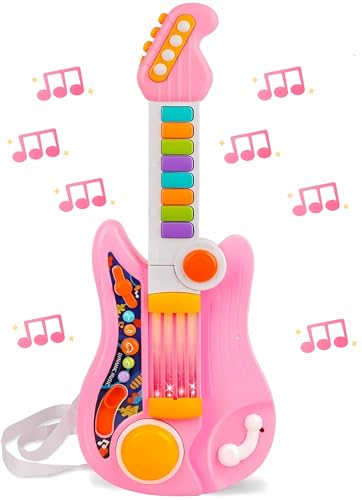 PerKidern Kids Guitar Electric Toddler Baby Music Toys for Ages 24 with Piano Mode Strap and Lights Child Musical Instruments Ideal for 2 Year Old Girls Boys Birthday - Image 1