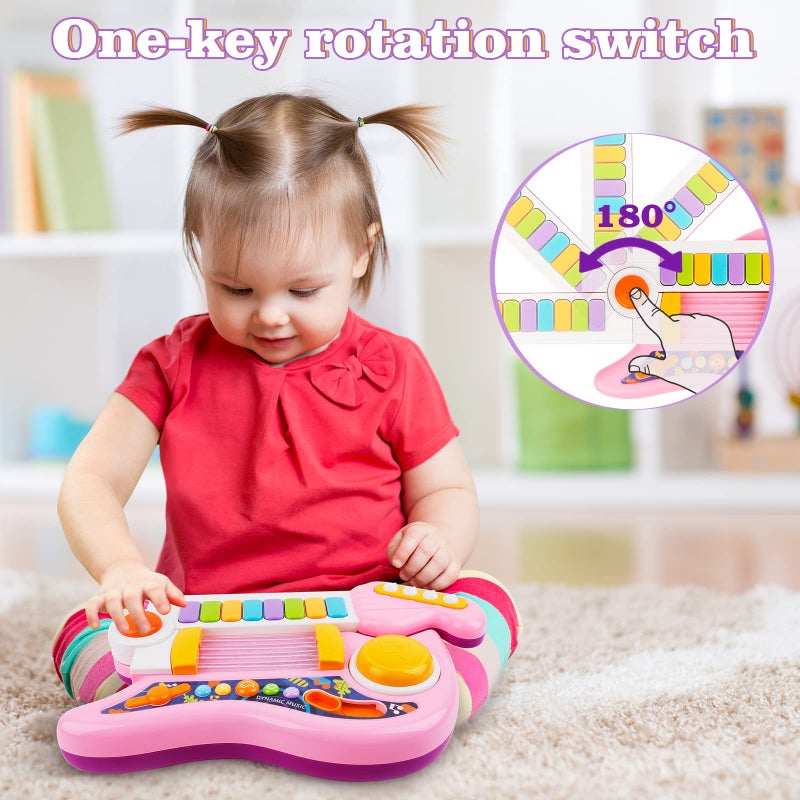 PerKidern Kids Guitar Electric Toddler Baby Music Toys for Ages 24 with Piano Mode Strap and Lights Child Musical Instruments Ideal for 2 Year Old Girls Boys Birthday - Image 3