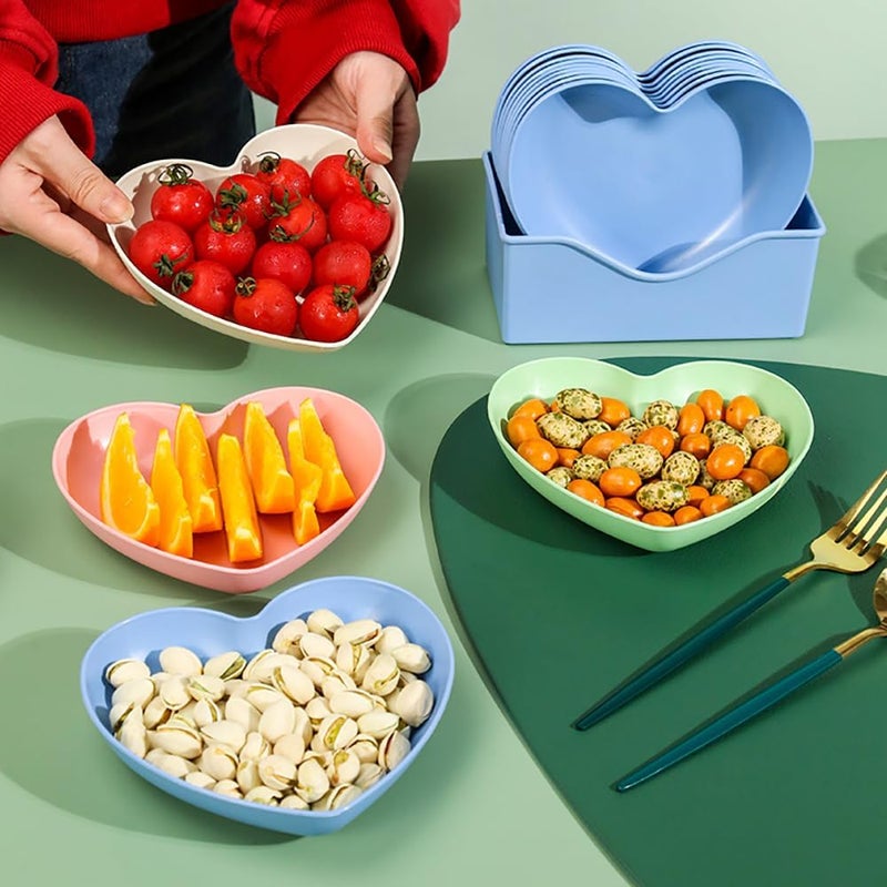 Eletree 10 pcUnbreakable Heart Shaped Dinner Plates Small Snack Dessert Dishes,Salad for Sushi Side Dish,Easy to Clean Cake,Steak,Household Seasoning Kitchen,Party,Microwave&Oven Safe (Blue) - Image 3