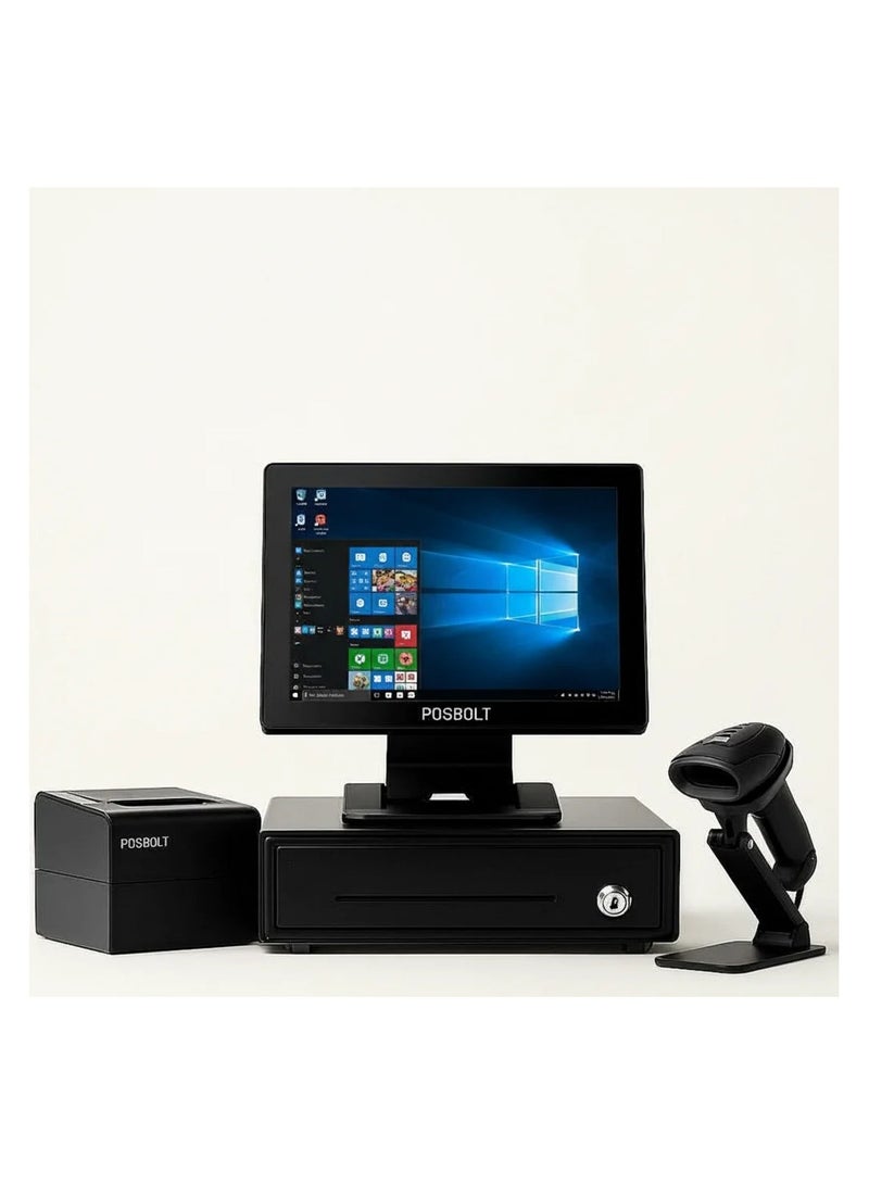 POSBOLT All-in-One POS System Combo POSBOLT i5 8GB 256GB SSD, 15″ Touch Screen with Printer, Cash Drawer & Barcode Scanner - Image 1