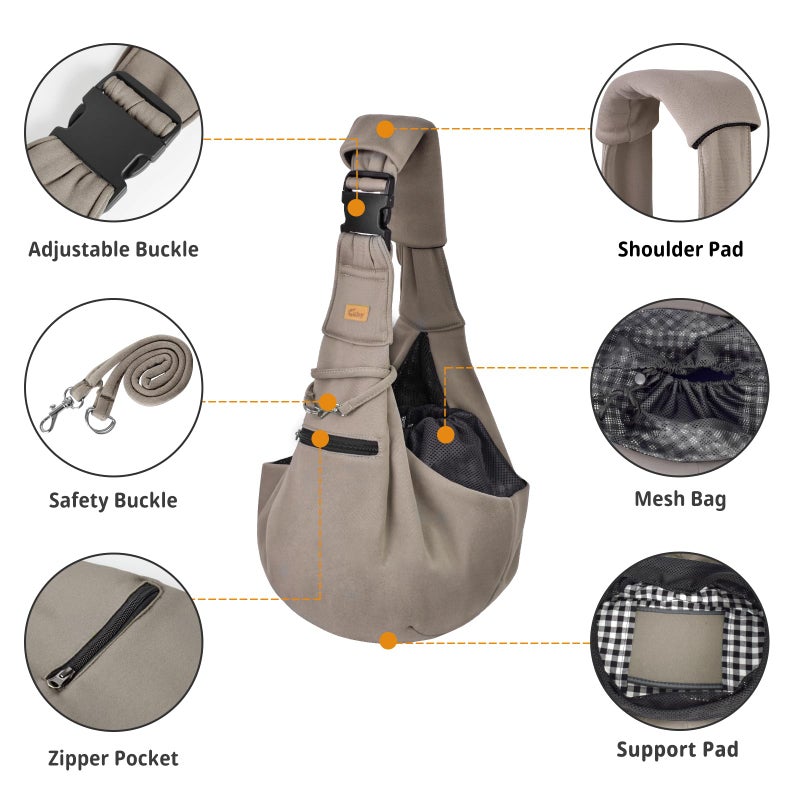 CUBY Dog and Cat Sling Carrier - Hands Free Adjustable Small Pet Sling - Soft Pouch and Tote Design - Suitable for Puppy, Small Dogs Cats Outdoor - Image 4