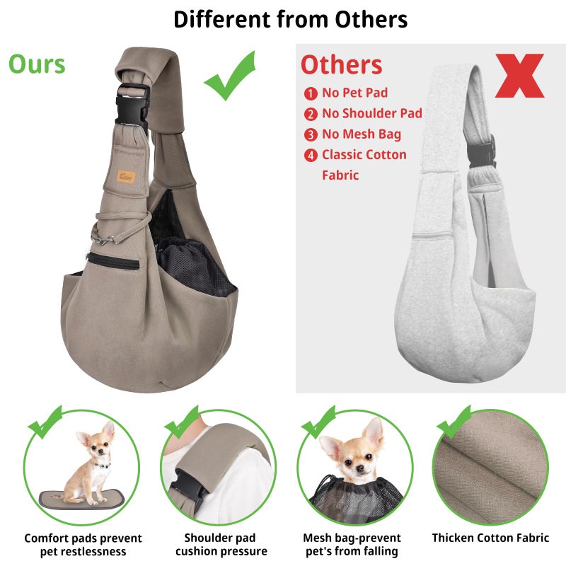 CUBY Dog and Cat Sling Carrier - Hands Free Adjustable Small Pet Sling - Soft Pouch and Tote Design - Suitable for Puppy, Small Dogs Cats Outdoor - Image 2