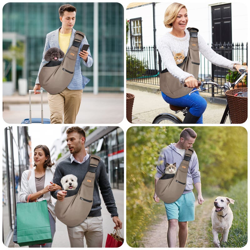 CUBY Dog and Cat Sling Carrier - Hands Free Adjustable Small Pet Sling - Soft Pouch and Tote Design - Suitable for Puppy, Small Dogs Cats Outdoor - Image 5
