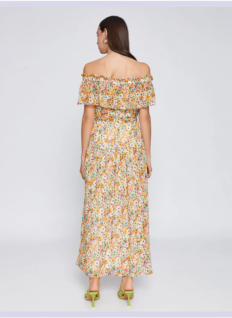 KOTON Floral Maxi Dress Off the Shoulder