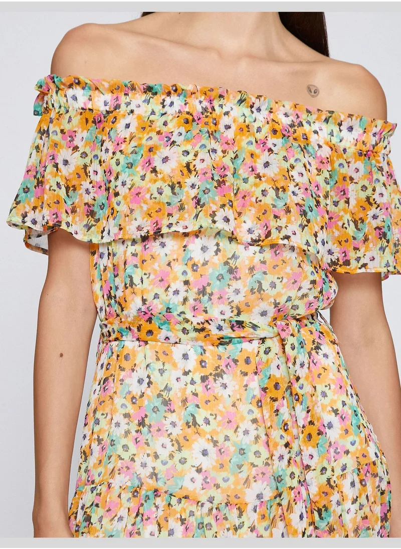 KOTON Floral Maxi Dress Off the Shoulder