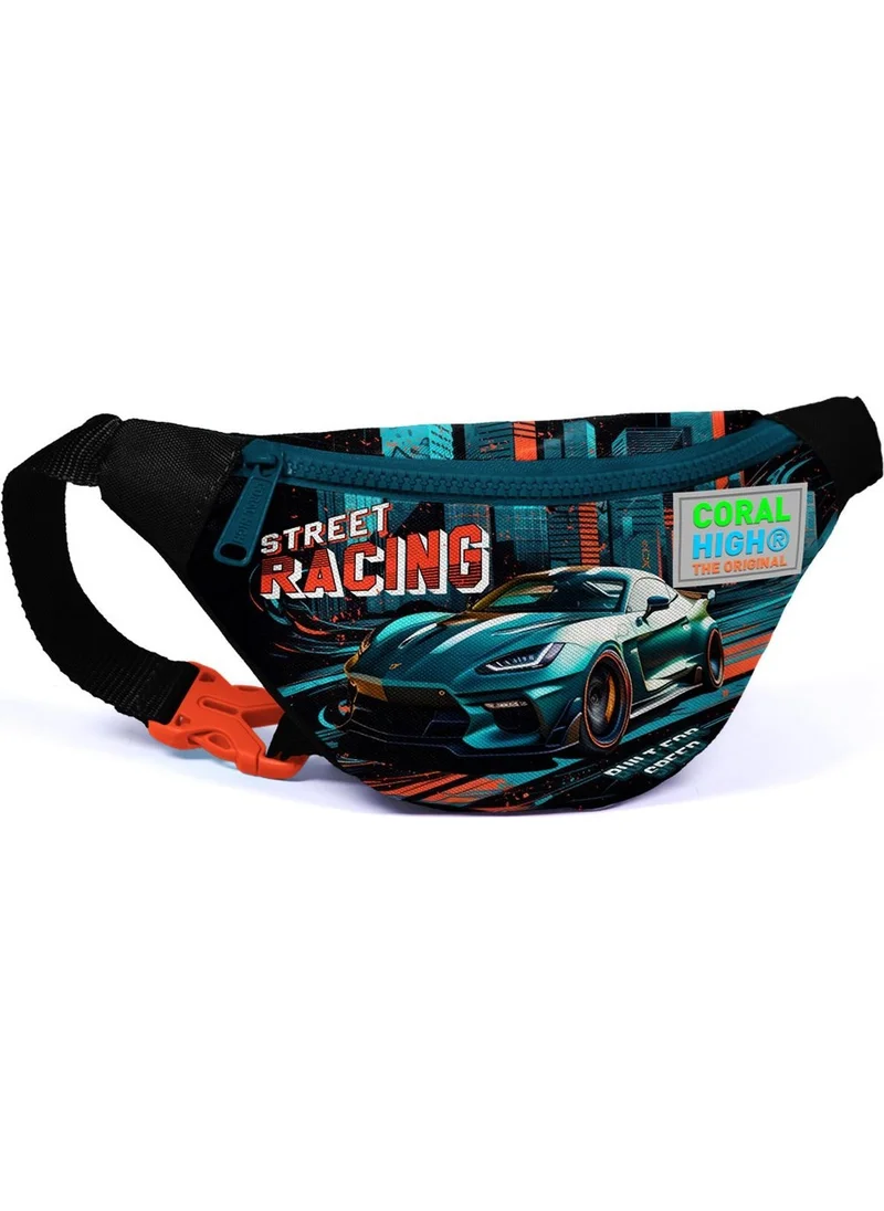كورال هاي Kids Black Nefti Race Car Patterned Waist Bag 11517