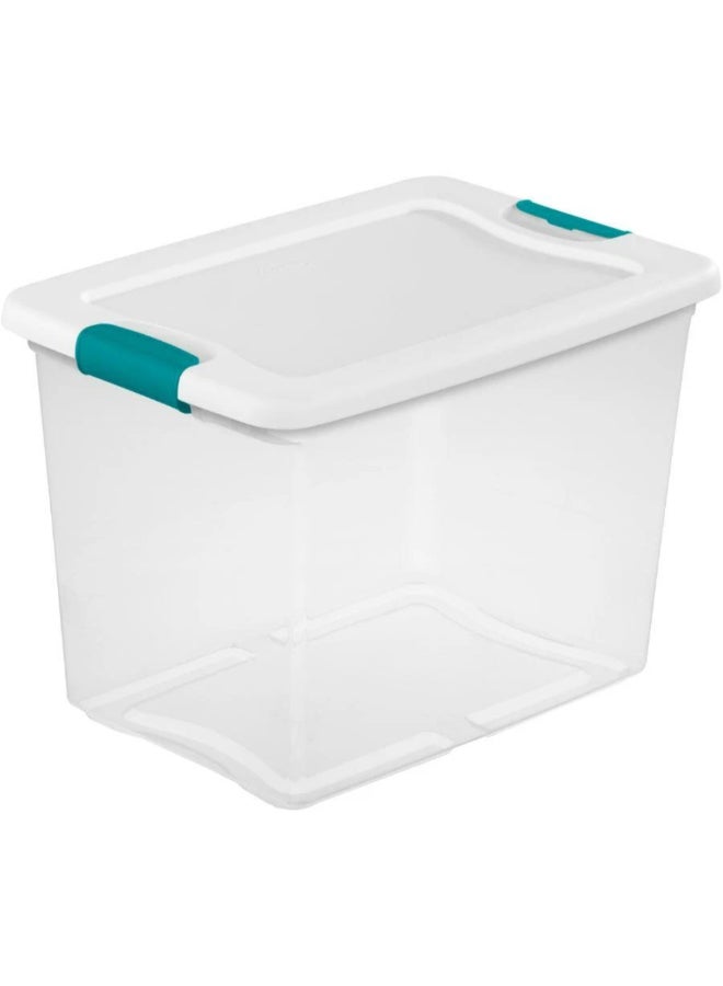 ستيريليت صندوق تخزين بلاستيكي مستطيل بإغلاق بمشبك شفاف وأزرق 25 كوارت 4387130 - Image 1