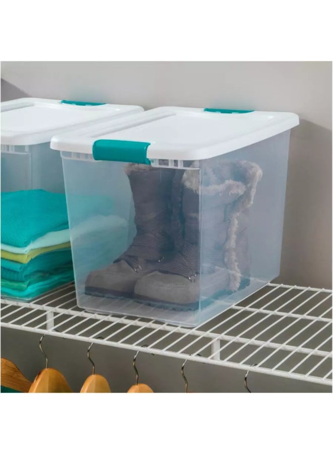 ستيريليت صندوق تخزين بلاستيكي مستطيل بإغلاق بمشبك شفاف وأزرق 25 كوارت 4387130 - Image 4