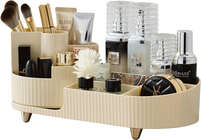 Calyrex Makeup Organizer for Vanity, 360° Rotating Cosmetics Organizer and Storage with Brush Holder and Drawers, Large Capacity Cosmetic Display Case, Cosmetic Organizer for Skincare - Image 1