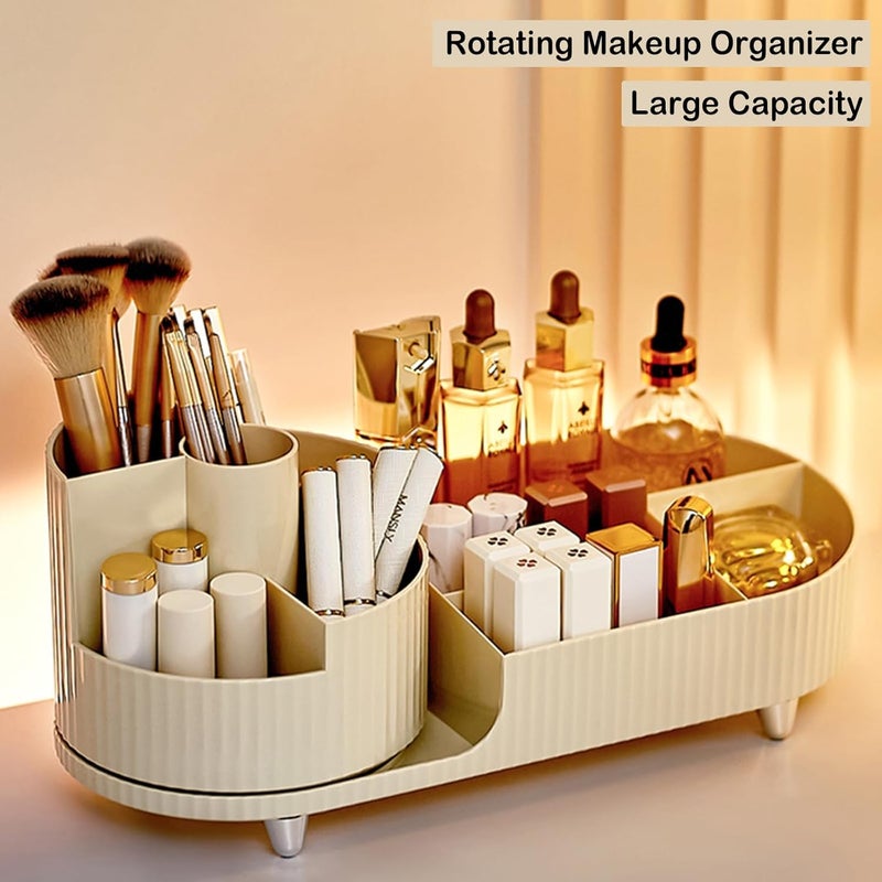 Calyrex Makeup Organizer for Vanity, 360° Rotating Cosmetics Organizer and Storage with Brush Holder and Drawers, Large Capacity Cosmetic Display Case, Cosmetic Organizer for Skincare - Image 2
