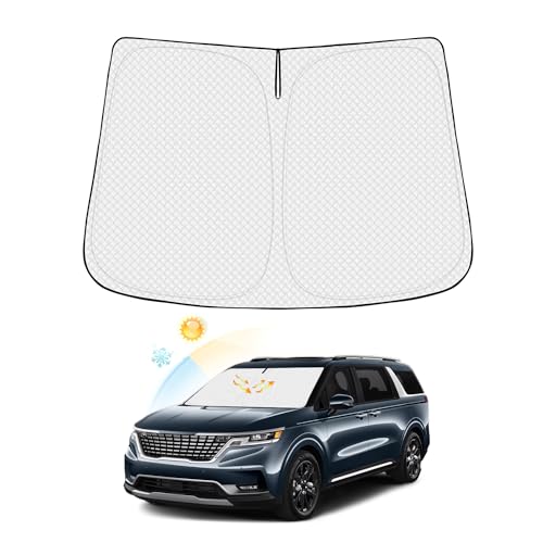 Canvcle Windshield Sun Shade for 20222025 2026 Kia Carnival Accessories Thicken 6Layer Front Window Sunshade Cover Sun Visor Protector Foldable Block UV Rays Keep Vehicle Cool