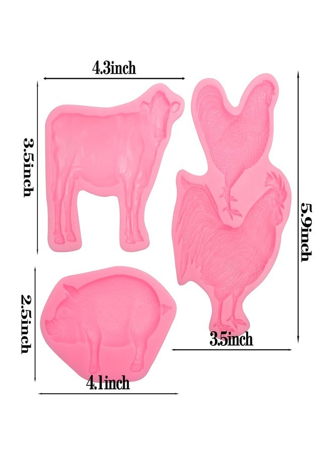 Xcake Lcook Rooster Hen Silicone Fondant Mold, Farm Animal Cattle Pig Chocolate Baking Molds for Cake Decoration Candy Sugar Craft Gum Paste Clay Resin - Image 2
