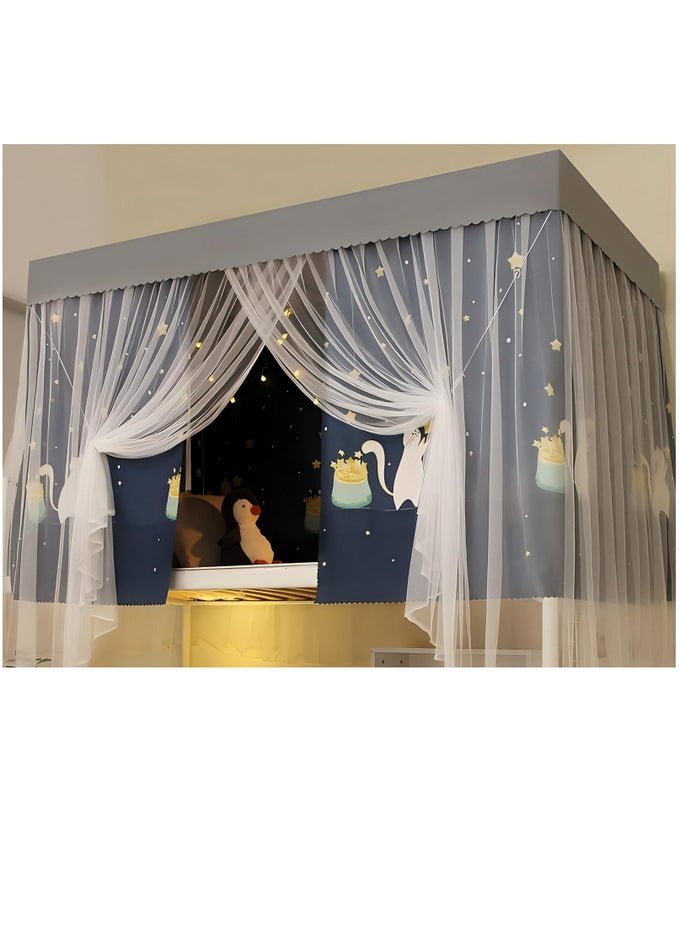 DUSTPROOF BED CANOPY SINGLE SLEEPER BUNK BED CURTAINS DORMITORY BLACKOUT CLOTH MOSQUITO NETS BED TENT CURTAIN FOR JUNIOR LOFT BED COLLEGE STUDENTS DORM SLEEP PRIVACY BED SPREAD BLACKOUT CURTAINS