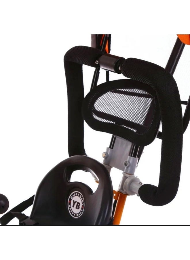 Multifunctional Baby Bike, Baby Tricycle Tricycle Seat Belt with Cup Holder, Increase Storage Basket (Orange)  - Image 3