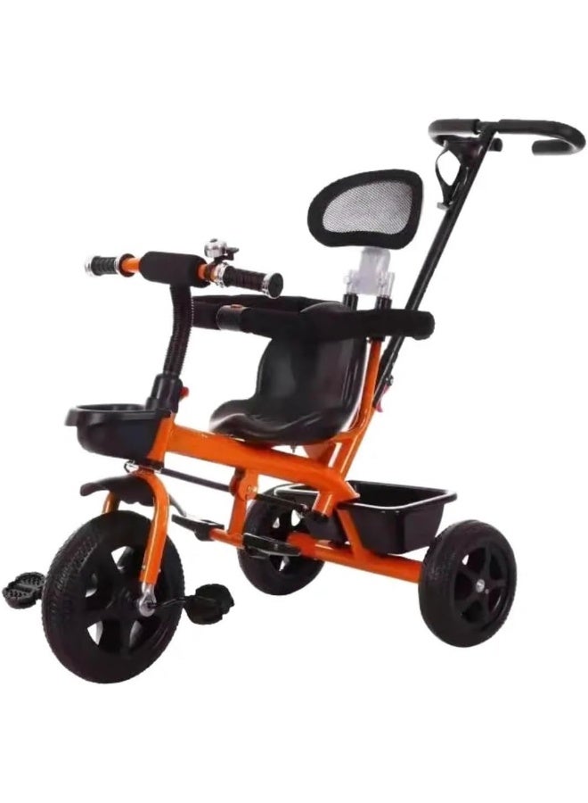 Multifunctional Baby Bike, Baby Tricycle Tricycle Seat Belt with Cup Holder, Increase Storage Basket (Orange)  - Image 2