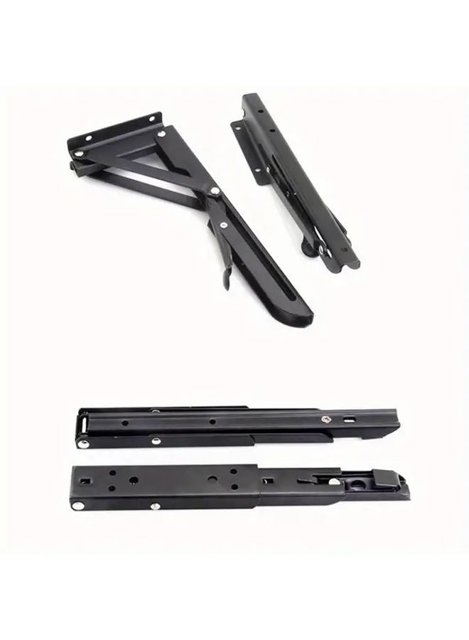 Heavy Duty Black Wall Mounted Folding Table Adjustable Legs Sturdy Metal Frame Workbench - Image 4