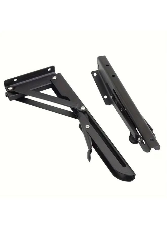 Heavy Duty Black Wall Mounted Folding Table Adjustable Legs Sturdy Metal Frame Workbench - Image 1