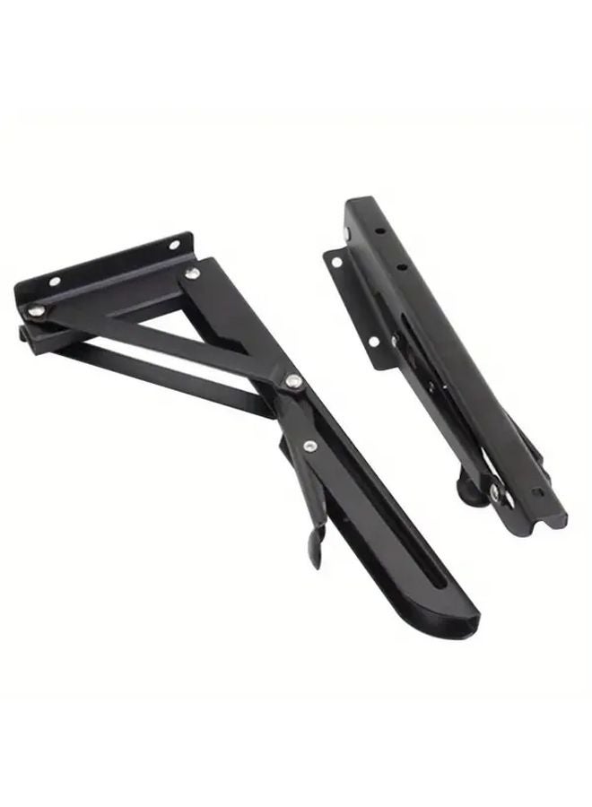 Heavy Duty Black Wall Mounted Folding Table Adjustable Legs Sturdy Metal Frame Workbench - Image 2