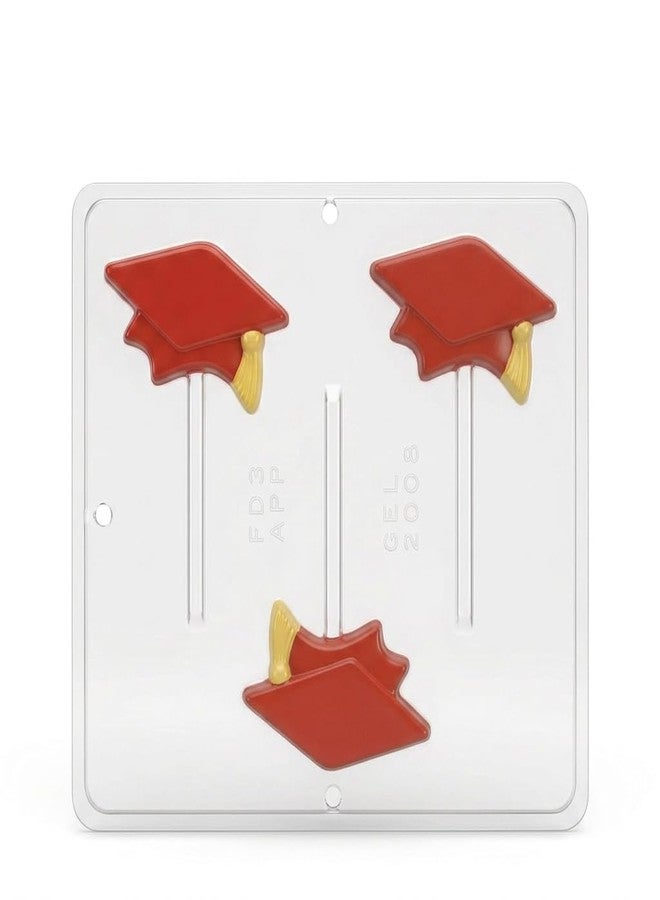 كاندي مولدز آند مور قالب حلوى شوكولاتة على شكل قبعة تخرج وشريط، من Candy Molds N More، رقم 8008، مصنوع من بلاستيك شفاف آمن غذائياً، يحتوي على 4 تجاويف. - Image 2