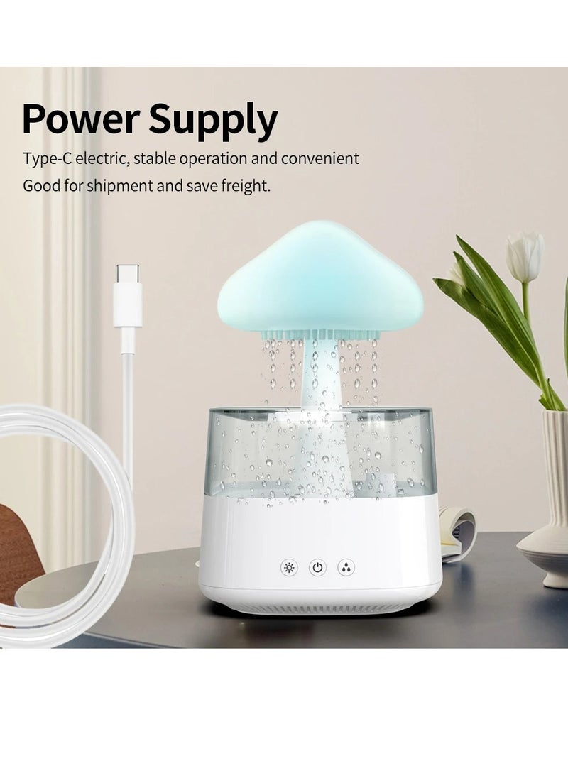 AROAQ - Mushroom Cloud Humidifier, Portable Mini Mushroom Rain Diffuser, Energy Saving Ultrasonic Aroma Diffuser With Colorful LED Lights, Multifunctional Atomization Humidification Colorful Lamp, (White B) - Image 1