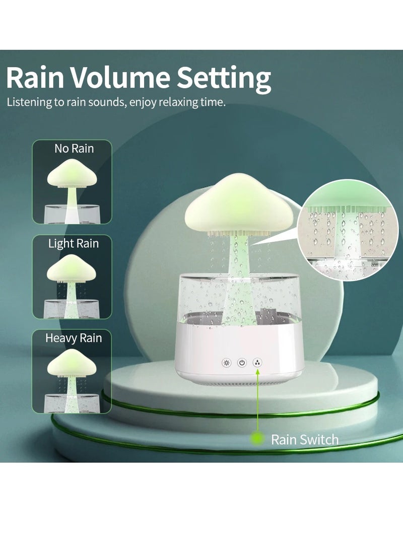 AROAQ - Mushroom Cloud Humidifier, Portable Mini Mushroom Rain Diffuser, Energy Saving Ultrasonic Aroma Diffuser With Colorful LED Lights, Multifunctional Atomization Humidification Colorful Lamp, (White B) - Image 1