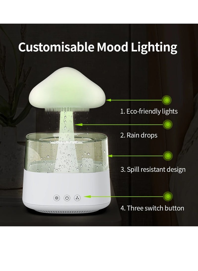 AROAQ - Mushroom Cloud Humidifier, Portable Mini Mushroom Rain Diffuser, Energy Saving Ultrasonic Aroma Diffuser With Colorful LED Lights, Multifunctional Atomization Humidification Colorful Lamp, (White B) - Image 1