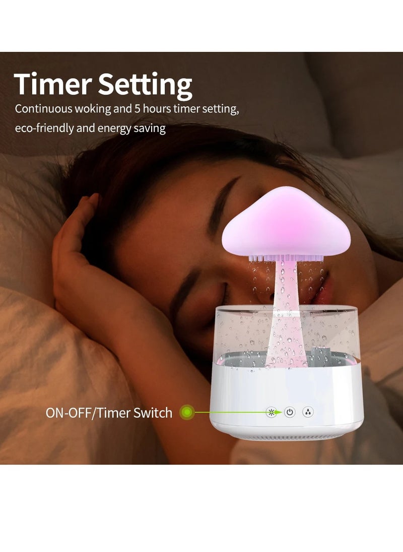 AROAQ - Mushroom Cloud Humidifier, Portable Mini Mushroom Rain Diffuser, Energy Saving Ultrasonic Aroma Diffuser With Colorful LED Lights, Multifunctional Atomization Humidification Colorful Lamp, (White B) - Image 1