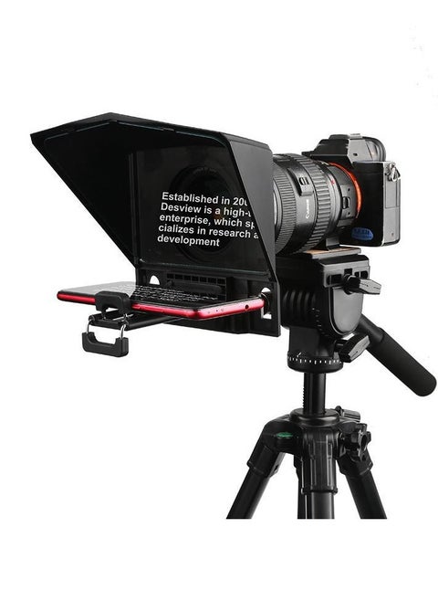 Smartphone/Tablet/DSLR Camera Teleprompter Prompter with Remote Control Lens Adapters Cleaning Cloth Supports Wide Angle Lens for Stage Speech Live Streaming Online Video Vlog