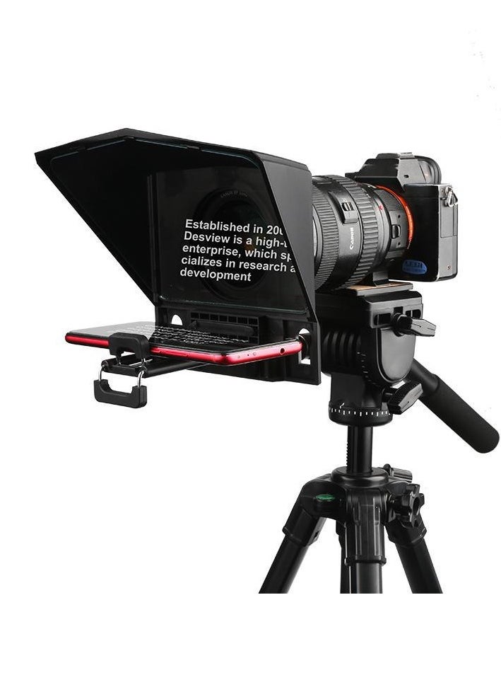 Smartphone/Tablet/DSLR Camera Teleprompter Prompter with Remote Control Lens Adapters Cleaning Cloth Supports Wide Angle Lens for Stage Speech Live Streaming Online Video Vlog