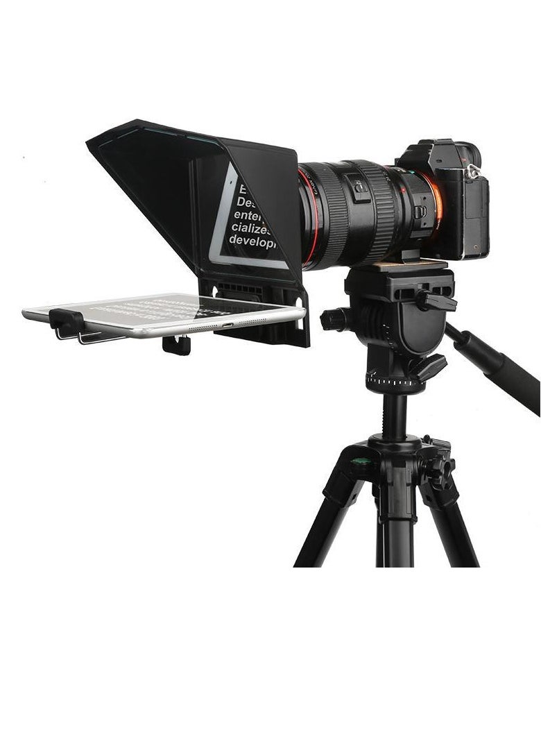Smartphone/Tablet/DSLR Camera Teleprompter Prompter with Remote Control Lens Adapters Cleaning Cloth Supports Wide Angle Lens for Stage Speech Live Streaming Online Video Vlog