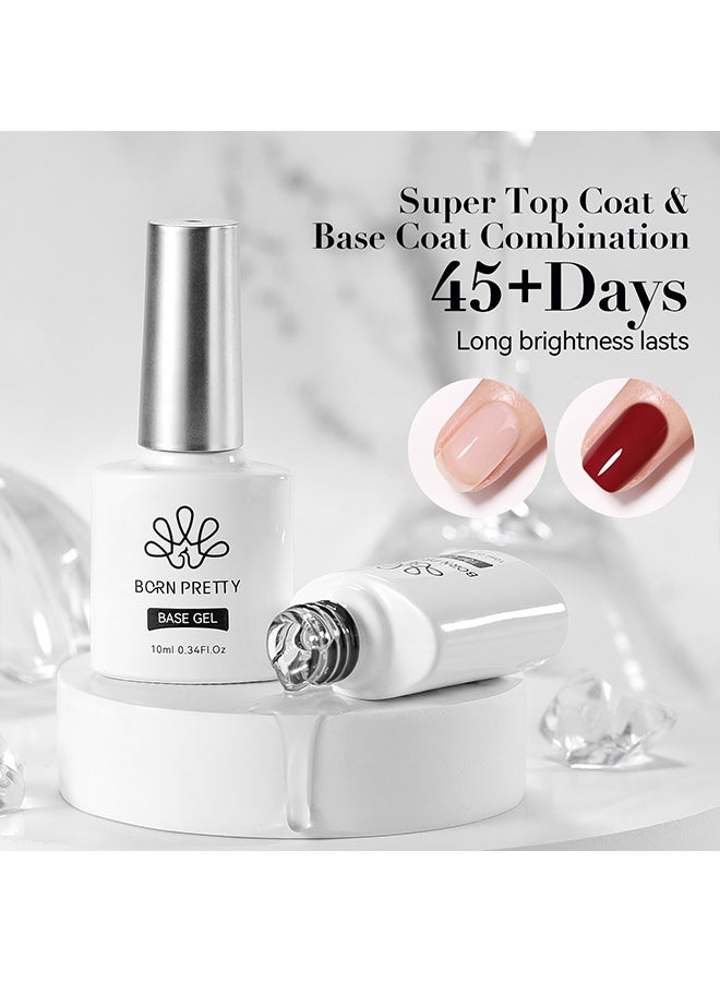 Born Pretty Base Gel &  Top Coat, 2Pcs 10ml No Wipe Top Coat and Base Set Glossy Finish Shiny Top Nail Polish Soak Off Clear Base Gel Manicure Art Supplies - Image 3