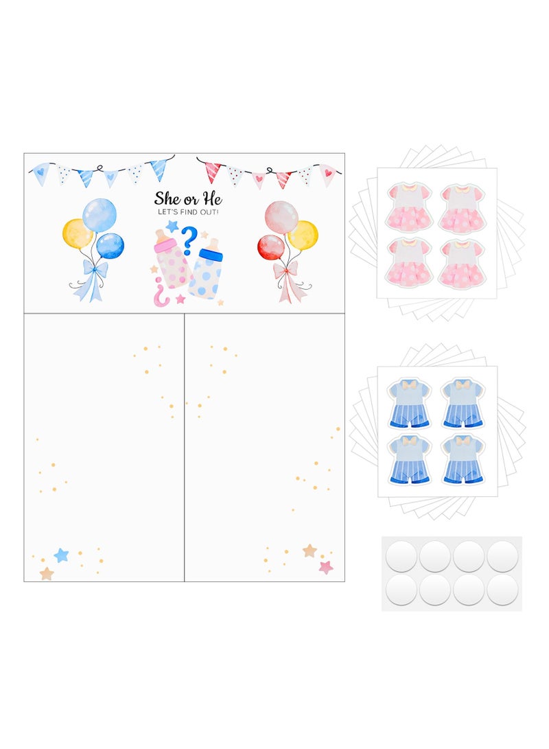 Excefore Baby Gender Reveal Party Decorations, Gender Reveal Games Ideas with 36 Voting Stickers, Boy or Girl Gender Reveal Party Supplies, Baby Predictions Cards Gender Reveal Voting Poster Board - Image 1