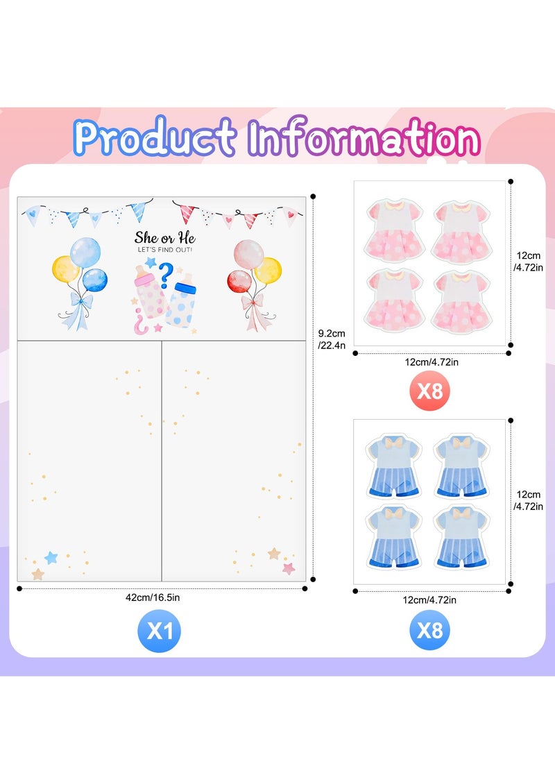 Excefore Baby Gender Reveal Party Decorations, Gender Reveal Games Ideas with 36 Voting Stickers, Boy or Girl Gender Reveal Party Supplies, Baby Predictions Cards Gender Reveal Voting Poster Board - Image 2