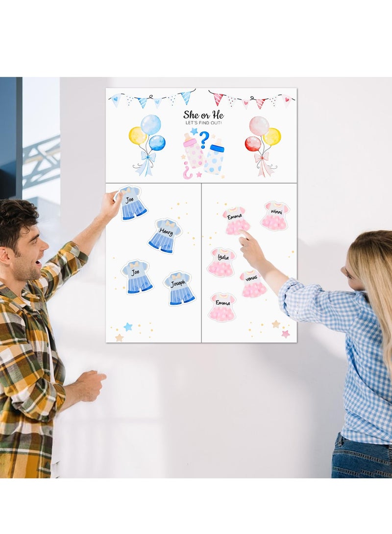 Excefore Baby Gender Reveal Party Decorations, Gender Reveal Games Ideas with 36 Voting Stickers, Boy or Girl Gender Reveal Party Supplies, Baby Predictions Cards Gender Reveal Voting Poster Board - Image 4