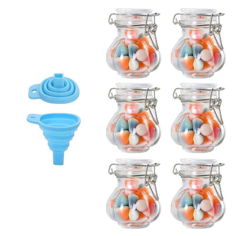 TOMATUS Mini Airtight Glass Spice Jars Small Glass Jars with Clip 100ml Strong Practical Kitchen Spice Storage Jar Pack Of 6 Vertical Round - Image 1