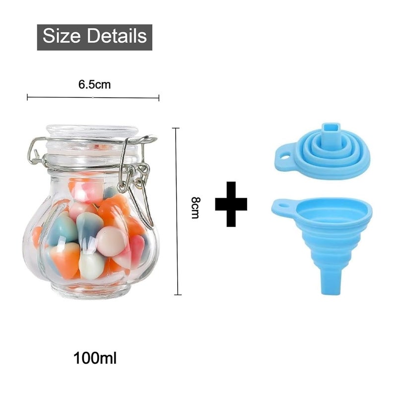 TOMATUS Mini Airtight Glass Spice Jars Small Glass Jars with Clip 100ml Strong Practical Kitchen Spice Storage Jar Pack Of 6 Vertical Round - Image 3