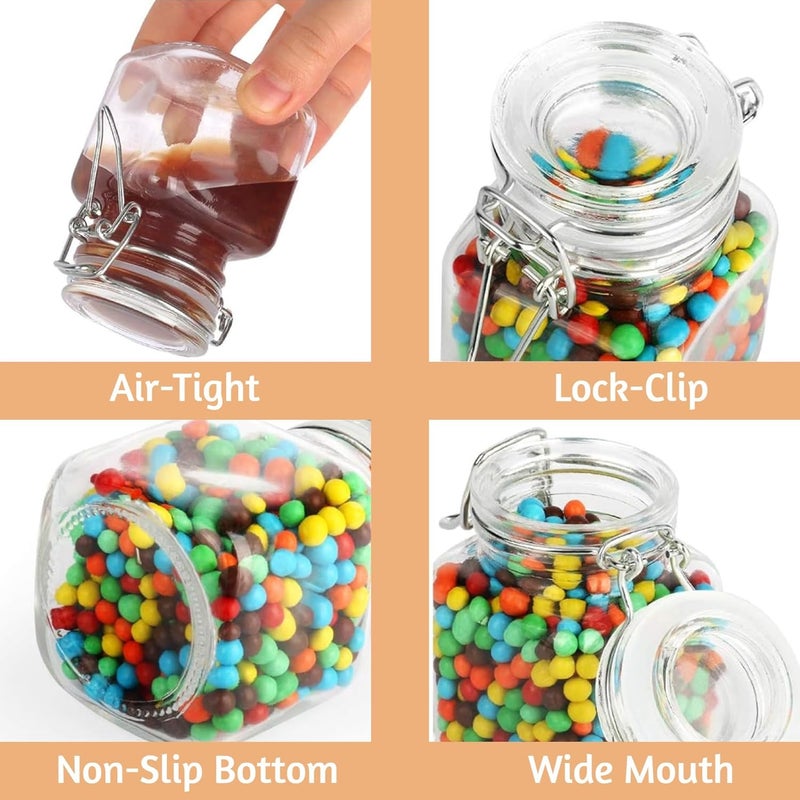 TOMATUS Mini Airtight Glass Spice Jars Small Glass Jars with Clip 100ml Strong Practical Kitchen Spice Storage Jar Pack Of 6 Vertical Round - Image 4