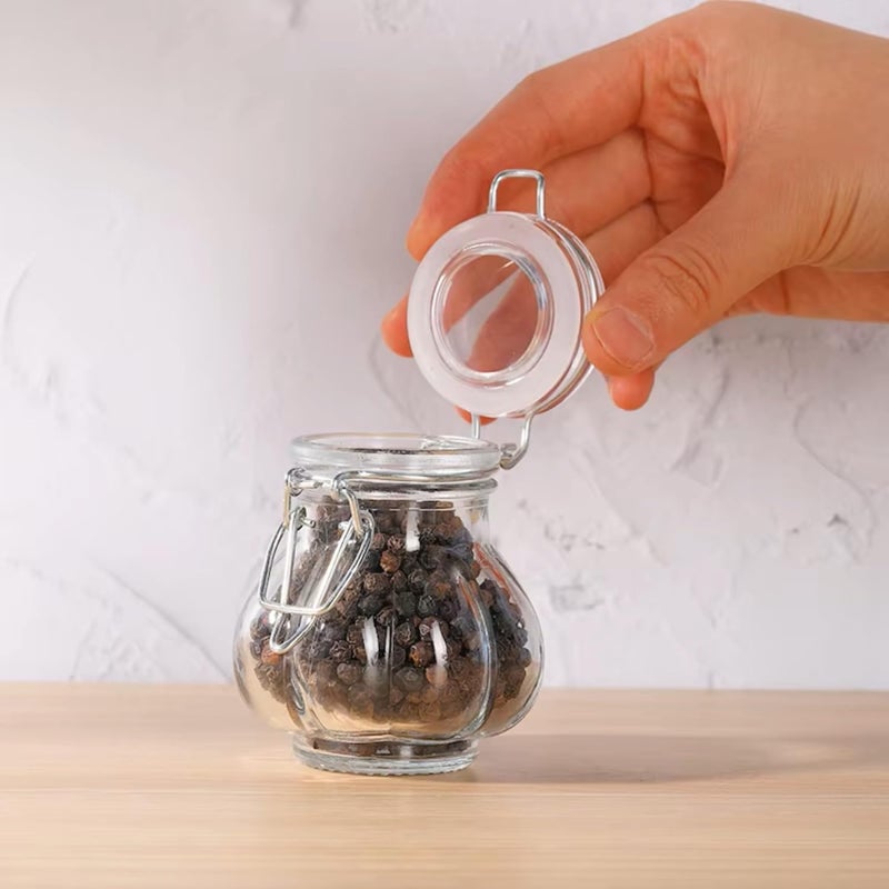 TOMATUS Mini Airtight Glass Spice Jars Small Glass Jars with Clip 100ml Strong Practical Kitchen Spice Storage Jar Pack Of 6 Vertical Round - Image 5