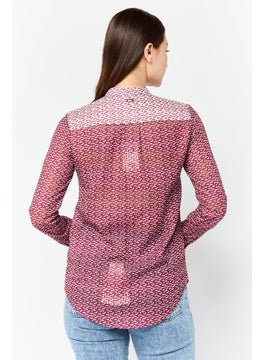 Harmont & Blaine Women Band Collar All Over Print Blouse, Multicolor  - Image 4