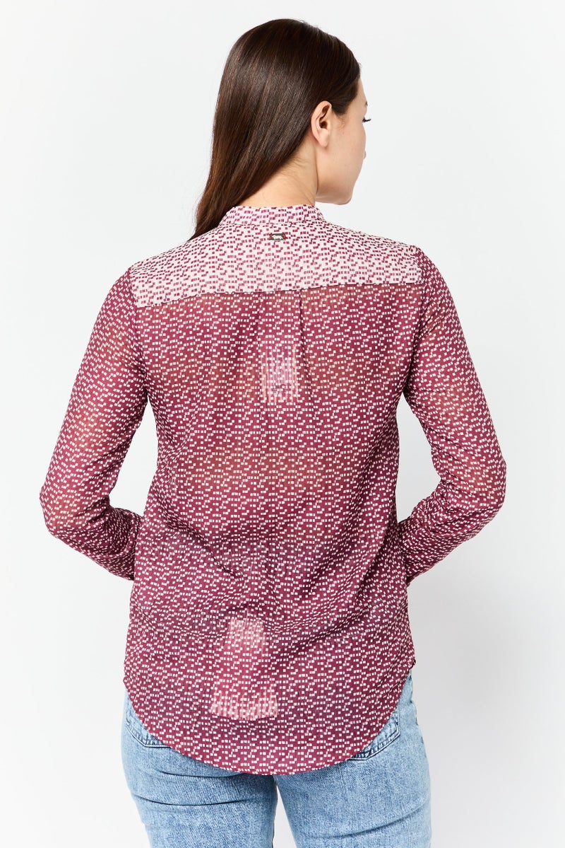 Harmont & Blaine Women Band Collar All Over Print Blouse, Multicolor - Image 4