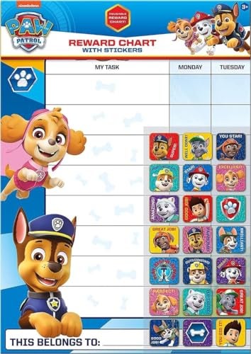 Paper Projects 01.70.30.024 Paw Patrol Everyday Reward Chart and 56 Sparkly Stickers,for Ages 3+, 29.7cm x 42cm - Image 5