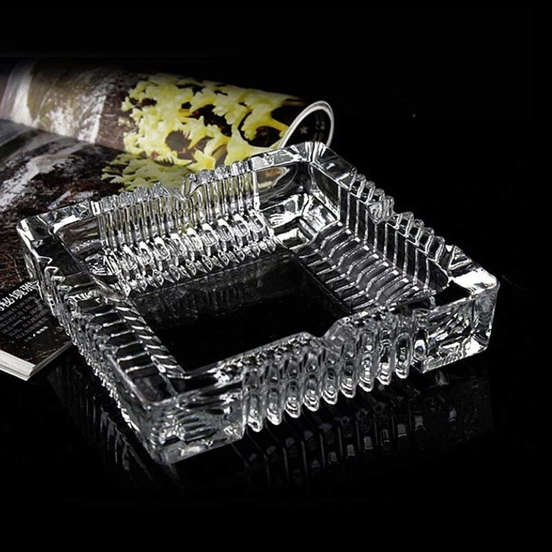 VILON Crystal Clear Glass Ashtray - Smoke Collectible for Cigarettes and Cigars, Home, Car, or Office Use, Tabletop Ashtray, Indoor and Outdoor, Desktop Smoking Accessory (SQUARE ASHTRAY) - Image 5