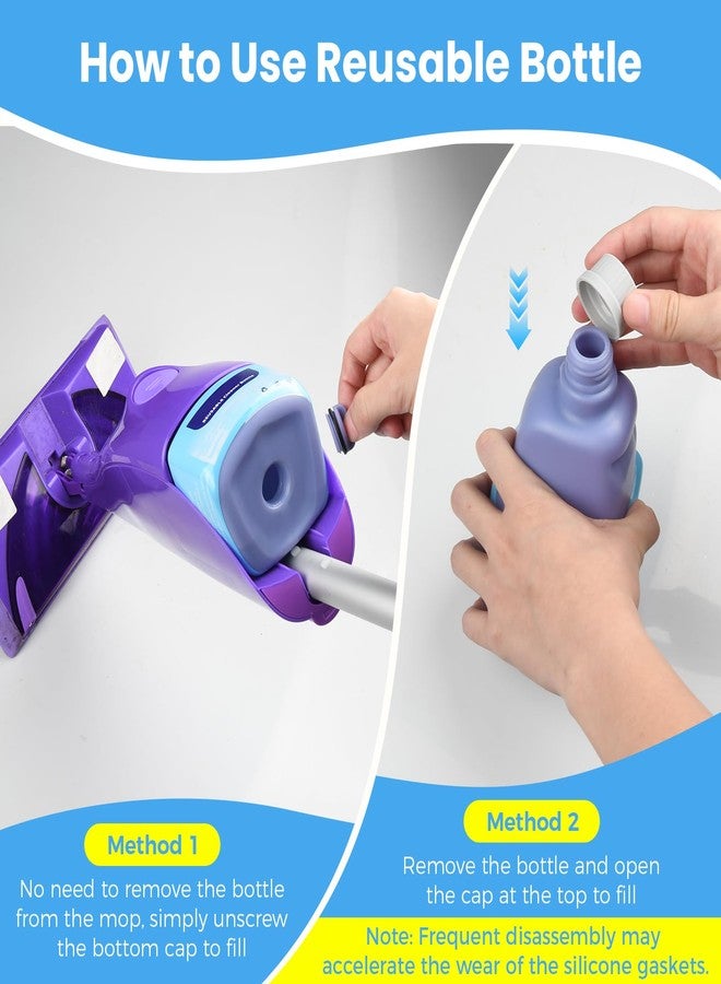 DrFlito Reusable Bottle for Swiffer® Wet Jet™ Mop – 500ml /17 FL OZ, Leak-Proof HDPE Solution Refill Bottle with 18 Silicone Gaskets & 1 Funnel,Easy Install for Use with Any Cleaning Solution - Image 5