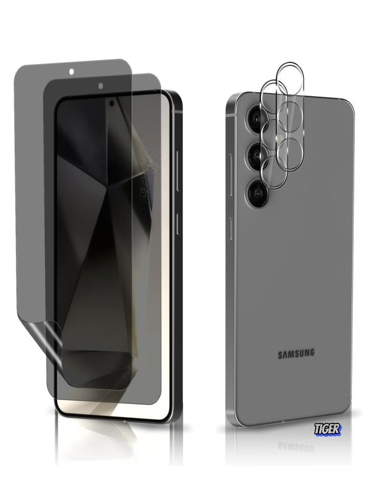 TIGER Privacy Screen Protector for Samsung Galaxy S24 5G – [Pack of 2+2] Anti-Spy Privacy Screen Protector & Camera Protection, Scratch-Resistant 9H Hardness - Image 1