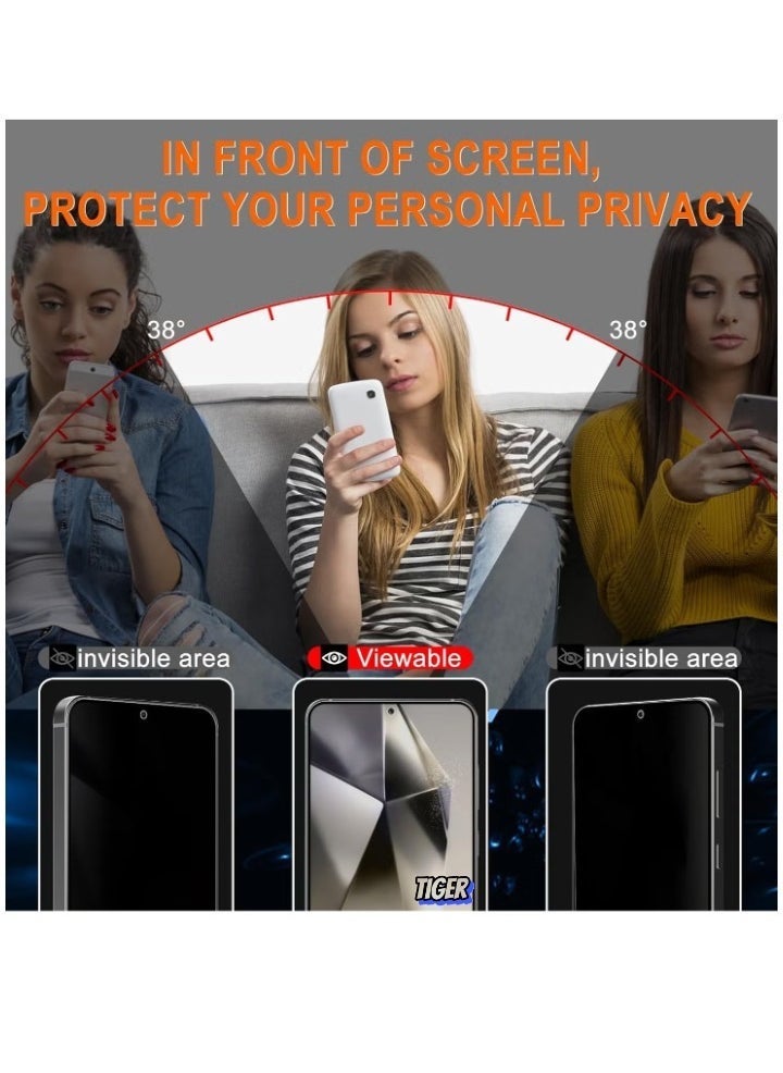 TIGER Privacy Screen Protector for Samsung Galaxy S24 5G – [Pack of 2+2] Anti-Spy Privacy Screen Protector & Camera Protection, Scratch-Resistant 9H Hardness - Image 2